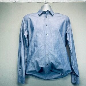 Robe di Kappa Men's Blue Chambray Long Sleeve Button Down Shirt Medium